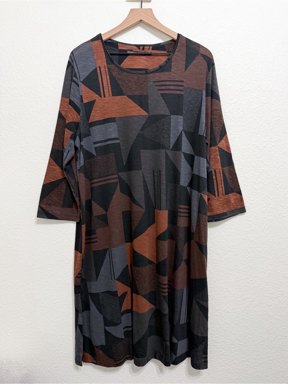 Gudren Sjoden Organic Cotton Lightweight Abstract Geometric Print Tunic XL